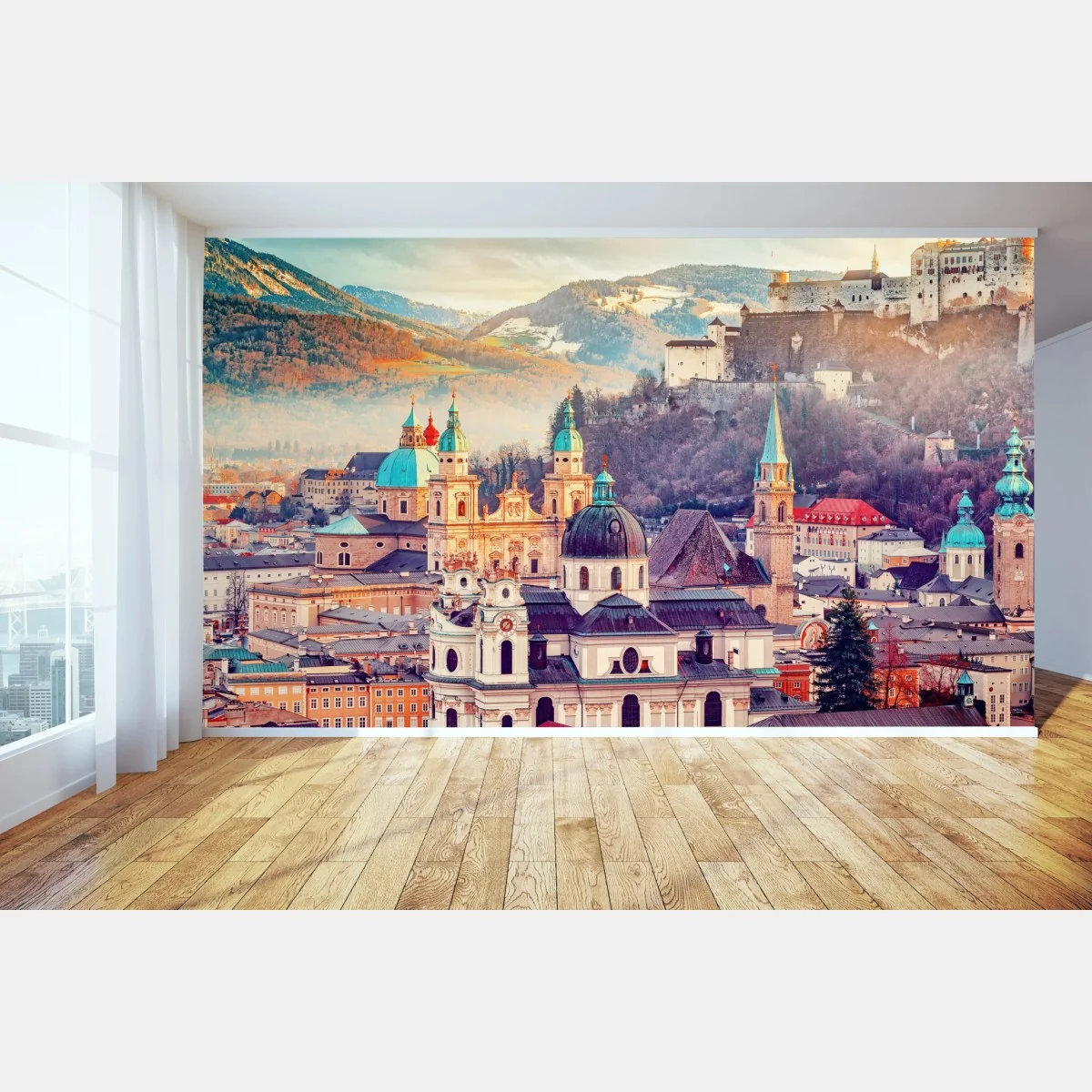 Fototapeta zachód słońca nad Salzburgiem – Wallissimo® Fototapeta zachód słońca nad Salzburgiem – Wallissimo®