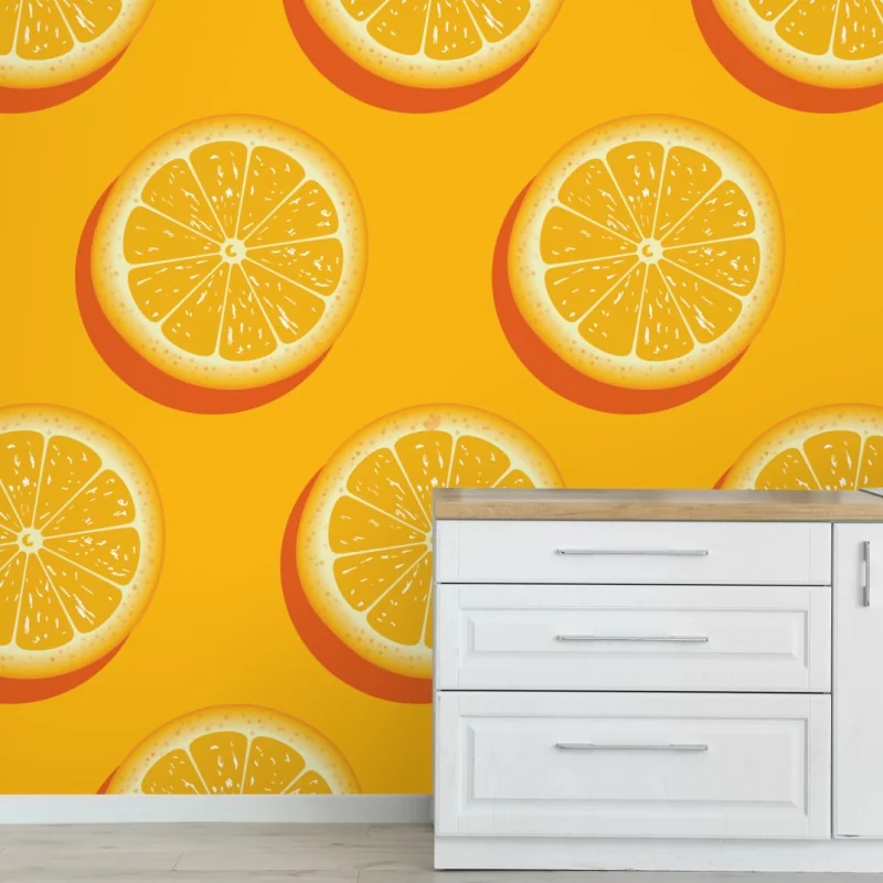 Fototapeta żywy wzór plasterków pomarańczy – Wallissimo® Fototapeta żywy wzór plasterków pomarańczy – Wallissimo®