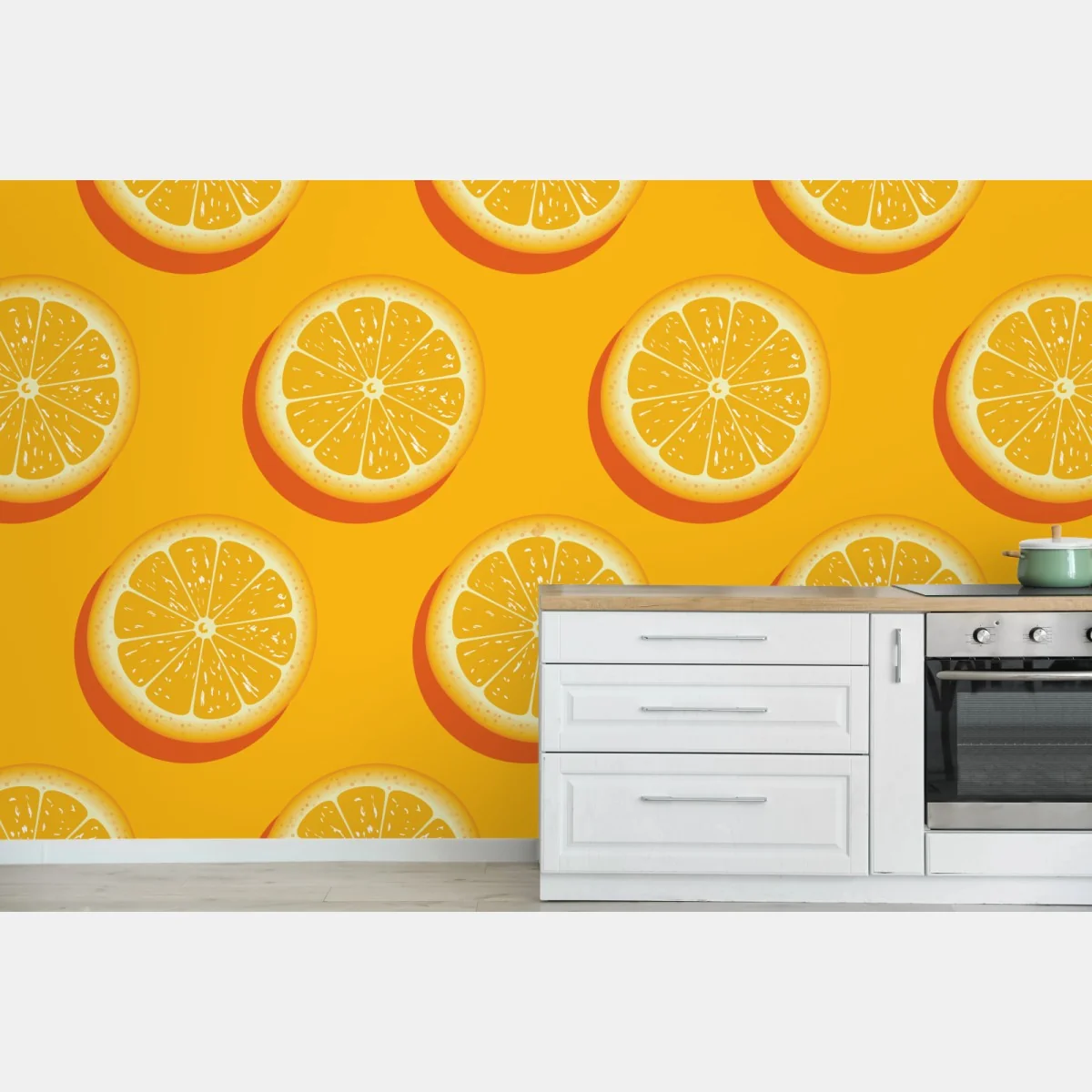 Fototapeta żywy wzór plasterków pomarańczy – Wallissimo® Fototapeta żywy wzór plasterków pomarańczy – Wallissimo®