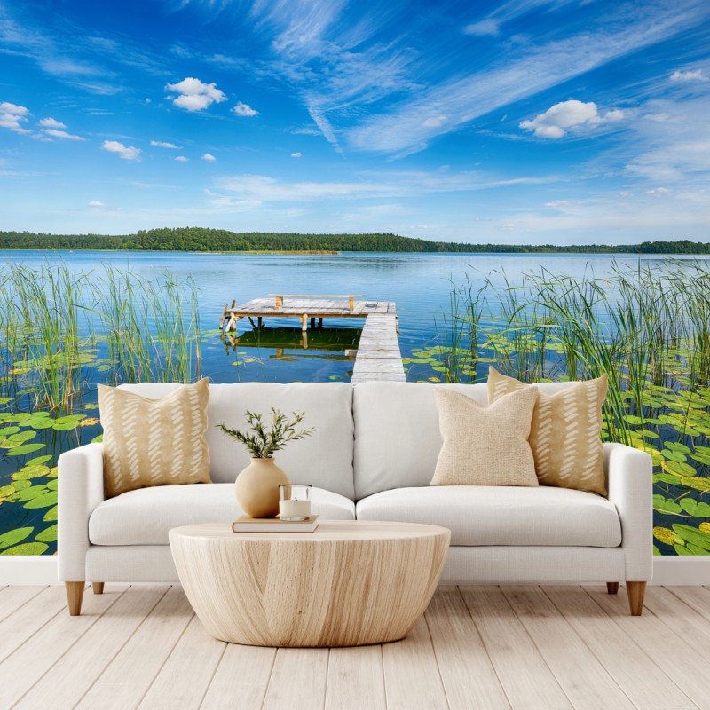 Fototapeta pomost na Mazurach latem – Wallissimo® Fototapeta pomost na Mazurach latem – Wallissimo®