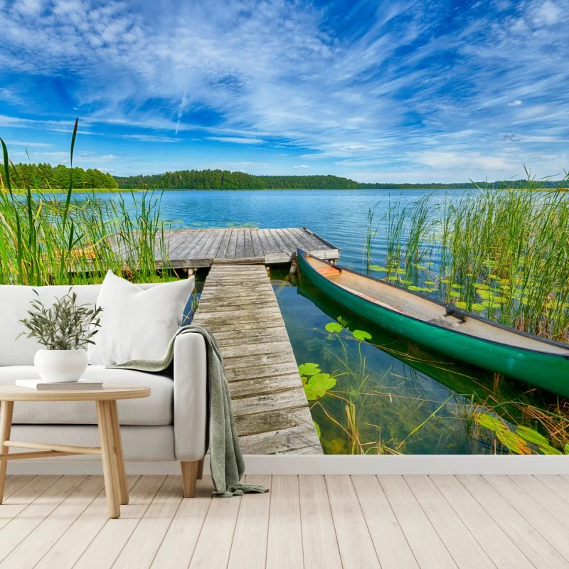 Fototapeta spokojne letnie jezioro na Mazurach – Wallissimo® Fototapeta spokojne letnie jezioro na Mazurach – Wallissimo®