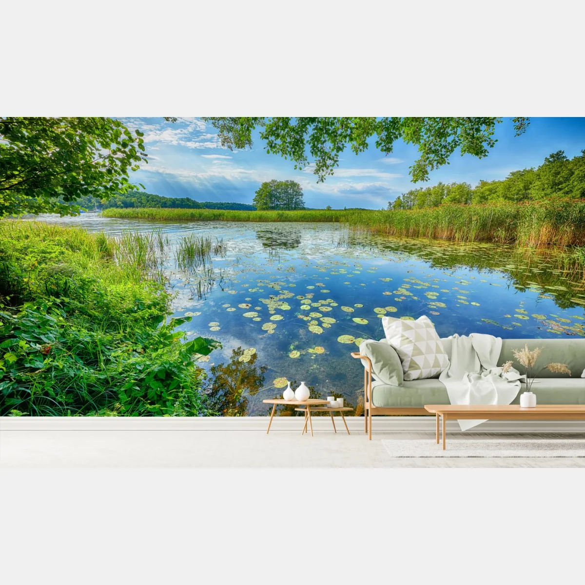 Fototapeta lato nad jeziorem w Mazurach – Wallissimo® Fototapeta lato nad jeziorem w Mazurach – Wallissimo®