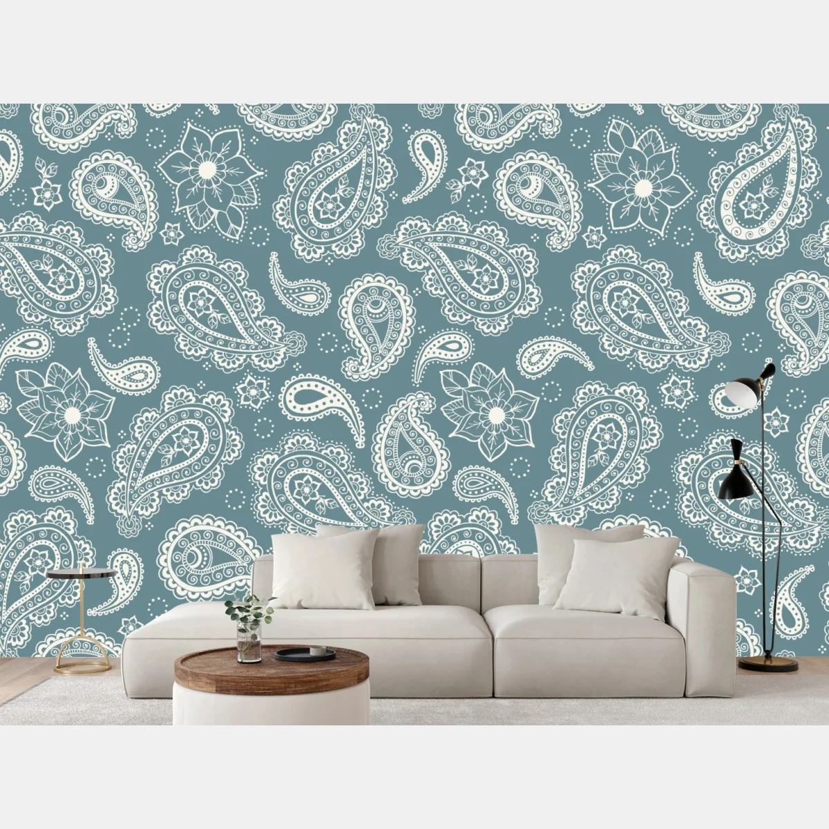 Fototapeta morski wzór paisley z kwiatowymi motywami – Wallissimo® Fototapeta morski wzór paisley z kwiatowymi motywami – Wallissimo®