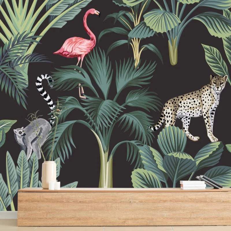 Fototapeta tropikalna dżungla z dziką przyrodą – Wallissimo® Fototapeta tropikalna dżungla z dziką przyrodą – Wallissimo®