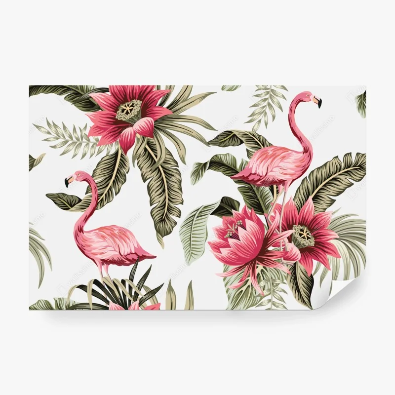 Fototapeta intensywna heliconia na tropikalnych liściach – Wallissimo®