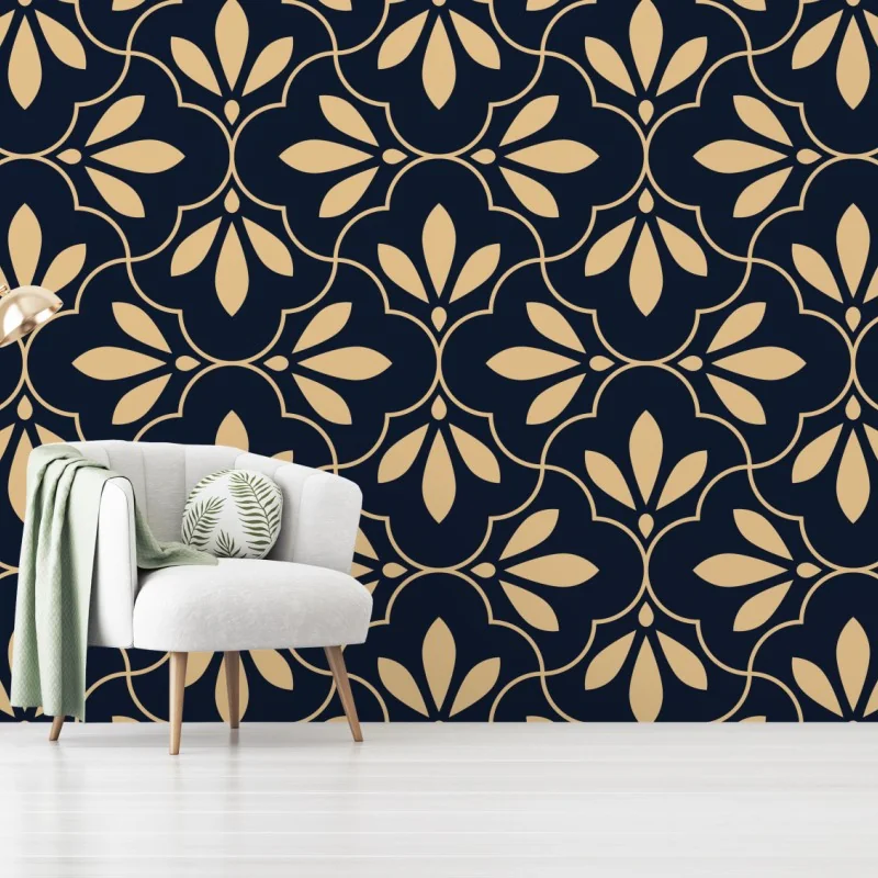 Fototapeta granatowo-beżowy ornament – Wallissimo® Fototapeta granatowo-beżowy ornament – Wallissimo®