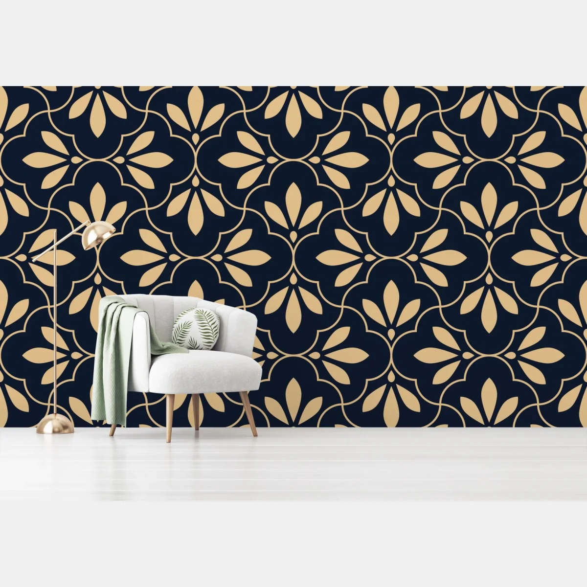 Fototapeta granatowo-beżowy ornament – Wallissimo® Fototapeta granatowo-beżowy ornament – Wallissimo®