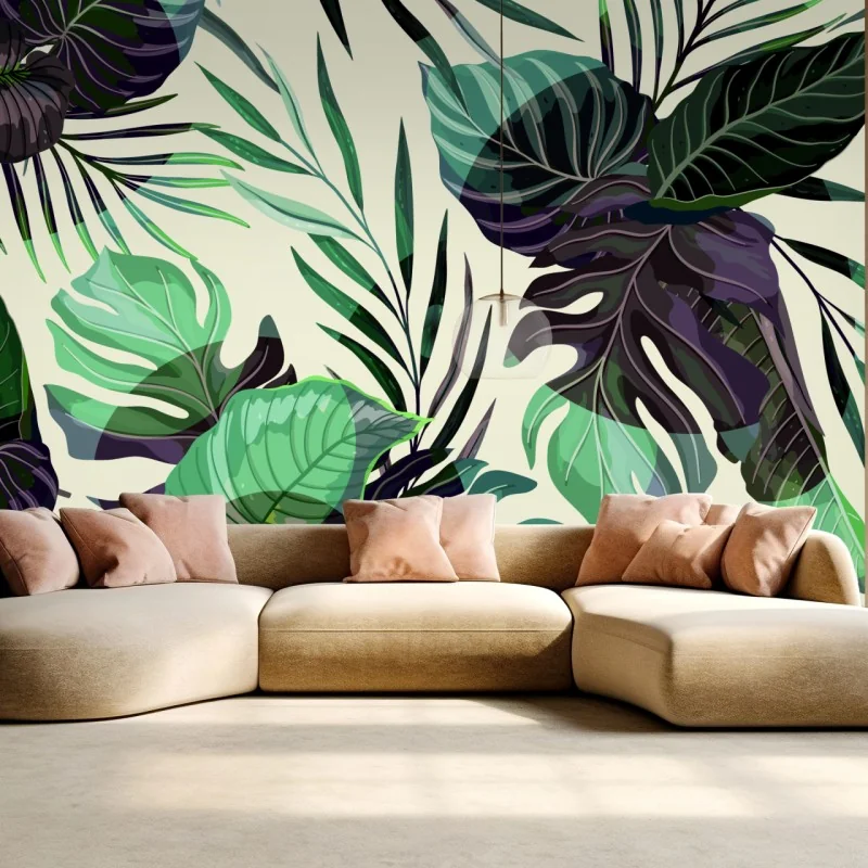 Fototapeta tropikalny wzór liści w zielonych tonach – Wallissimo® Fototapeta tropikalny wzór liści w zielonych tonach – Wallissimo®