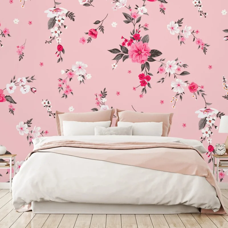 Fototapeta delikatny różowy wzór kwiatowy – Wallissimo® Fototapeta delikatny różowy wzór kwiatowy – Wallissimo®