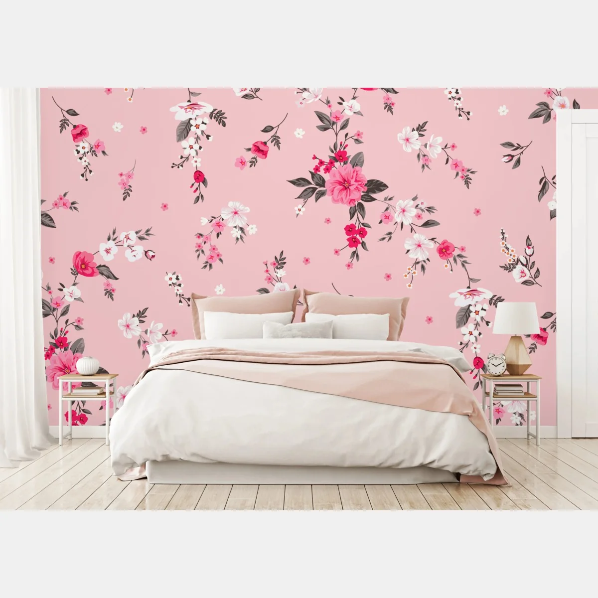 Fototapeta delikatny różowy wzór kwiatowy – Wallissimo® Fototapeta delikatny różowy wzór kwiatowy – Wallissimo®