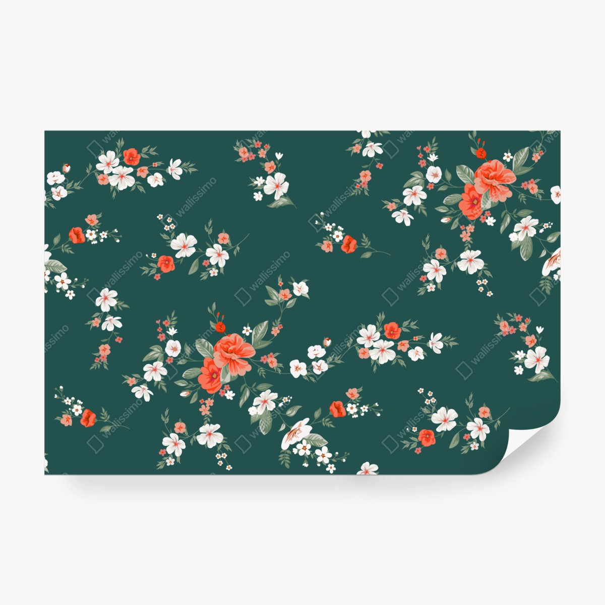 Fototapeta vintage koralowy wzór kwiatowy na ciemnozielonym tle – Wallissimo® Fototapeta vintage koralowy wzór kwiatowy na ciemnozielonym tle – Wallissimo®