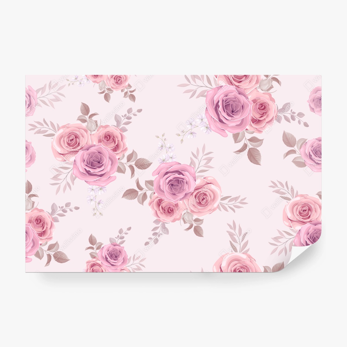 Fototapeta delikatny różowy wzór z różami – Wallissimo® Fototapeta delikatny różowy wzór z różami – Wallissimo®
