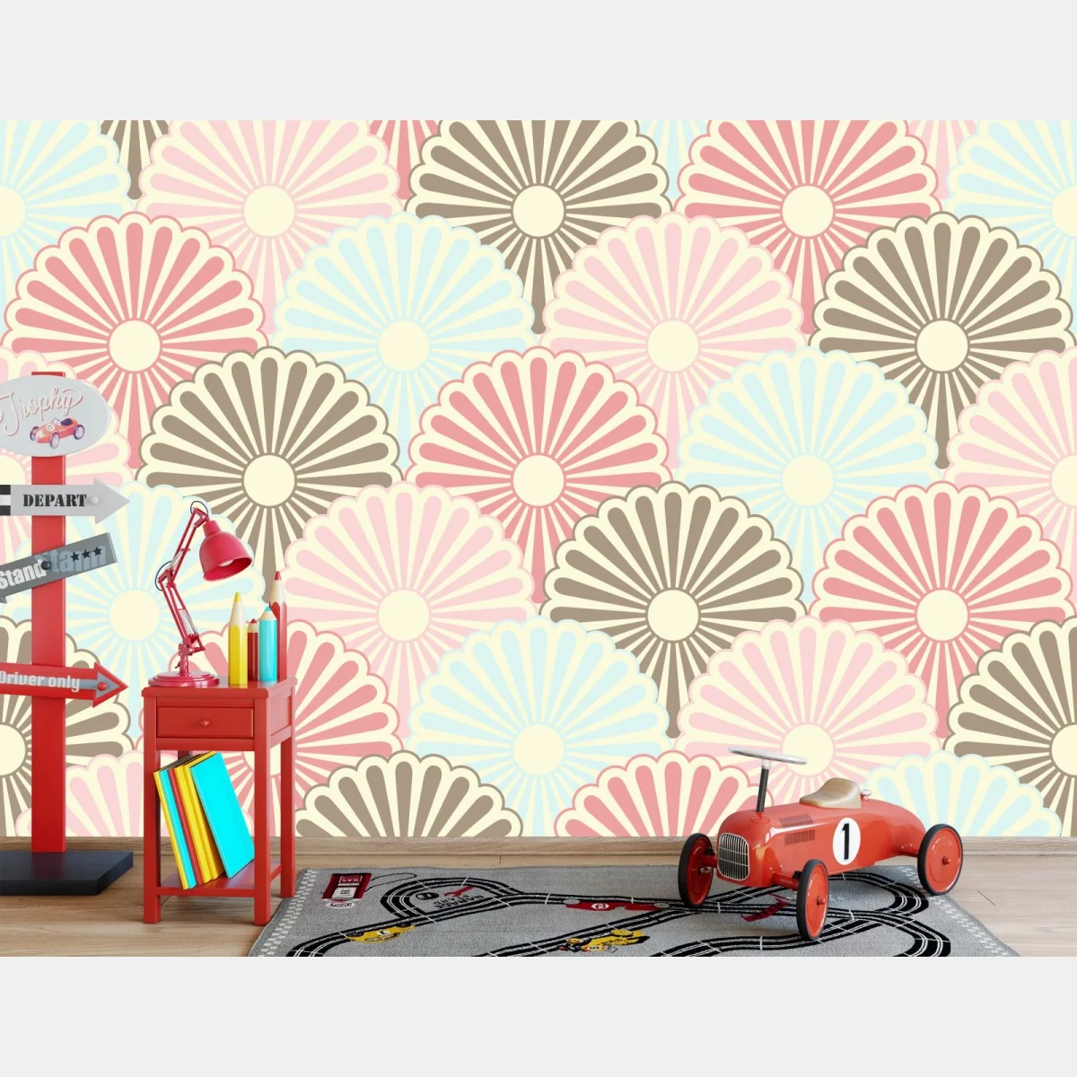 Fototapeta pastelowy wzór muszelkowy – Wallissimo® Fototapeta pastelowy wzór muszelkowy – Wallissimo®