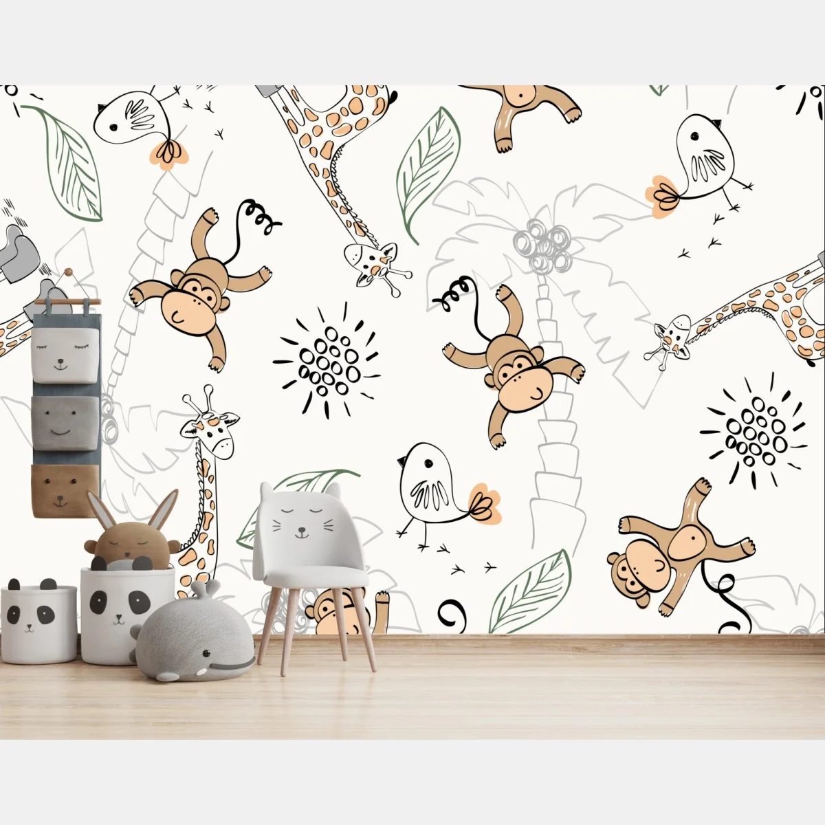 Fototapeta urocze zwierzątka z dżungli wzór do pokoju dziecięcego – Wallissimo® Fototapeta urocze zwierzątka z dżungli wzór do pokoju dziecięcego – Wallissimo®
