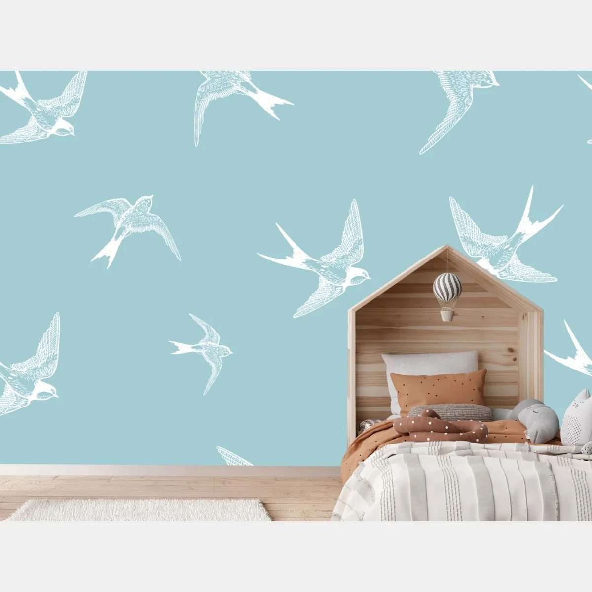 Fototapeta pastelowy wzór z jaskółkami – Wallissimo® Fototapeta pastelowy wzór z jaskółkami – Wallissimo®