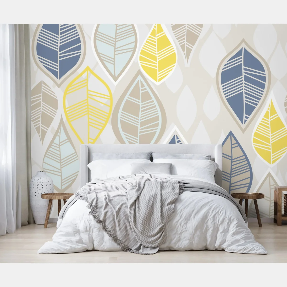 Fototapeta skandynawski wzór liści w stonowanych kolorach – Wallissimo® Fototapeta skandynawski wzór liści w stonowanych kolorach – Wallissimo®