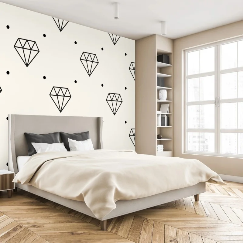 Fototapeta minimalistyczny wzór diamentów z kropkami – Wallissimo® Fototapeta minimalistyczny wzór diamentów z kropkami – Wallissimo®