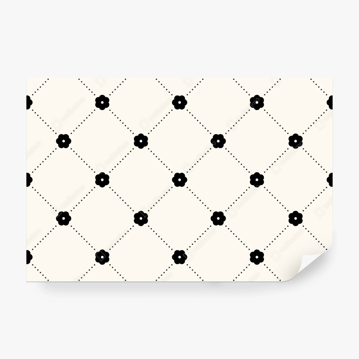 Fototapeta minimalistyczny czarny wzór kwiatowej kratki – Wallissimo® Fototapeta minimalistyczny czarny wzór kwiatowej kratki – Wallissimo®
