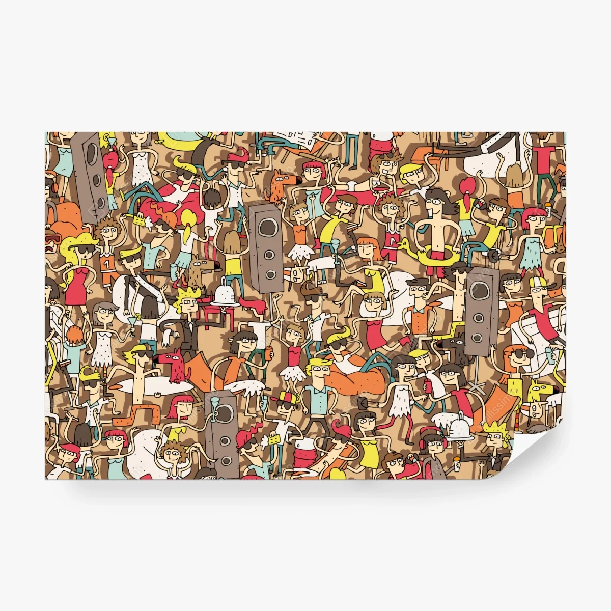 Fototapeta zabawny wzór tłumu na imprezie – Wallissimo® Fototapeta zabawny wzór tłumu na imprezie – Wallissimo®