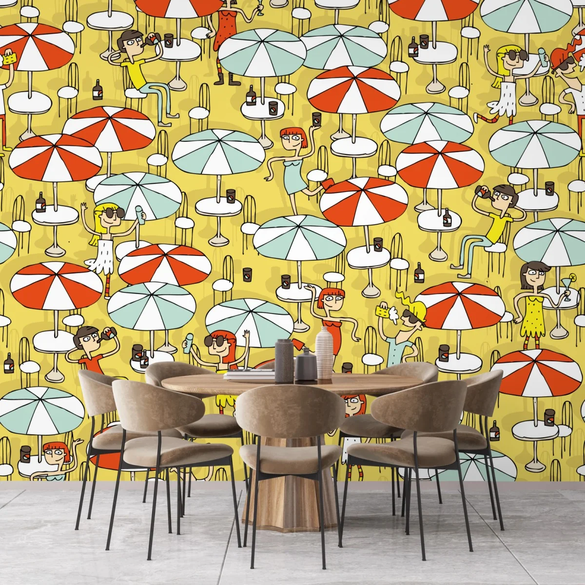 Fototapeta słoneczny wzór z parasolami plażowymi – Wallissimo® Fototapeta słoneczny wzór z parasolami plażowymi – Wallissimo®