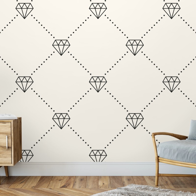 Fototapeta wzór kratki z diamentami na beżowym tle – Wallissimo® Fototapeta wzór kratki z diamentami na beżowym tle – Wallissimo®