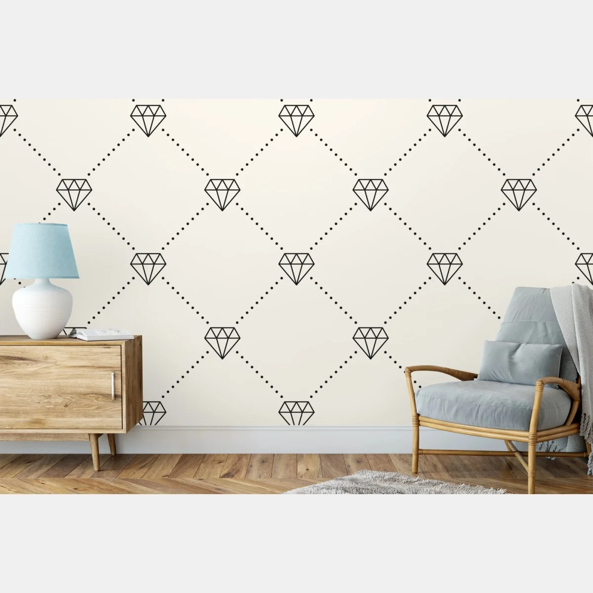 Fototapeta wzór kratki z diamentami na beżowym tle – Wallissimo® Fototapeta wzór kratki z diamentami na beżowym tle – Wallissimo®