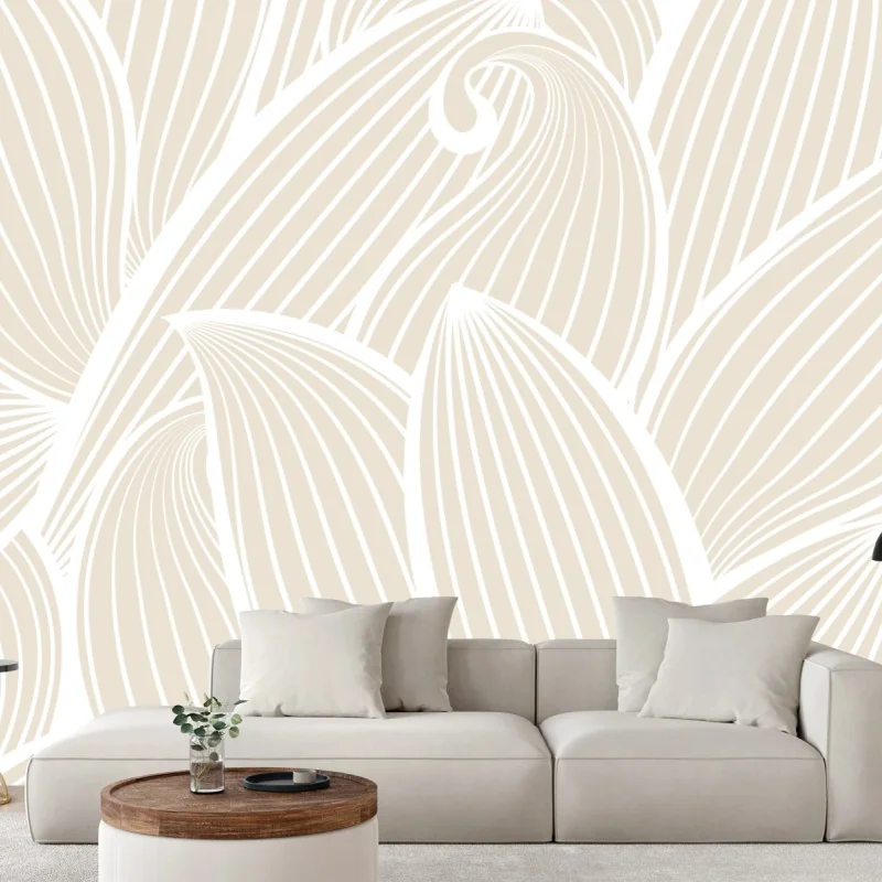 Fototapeta delikatny beżowy botaniczny wzór – Wallissimo® Fototapeta delikatny beżowy botaniczny wzór – Wallissimo®