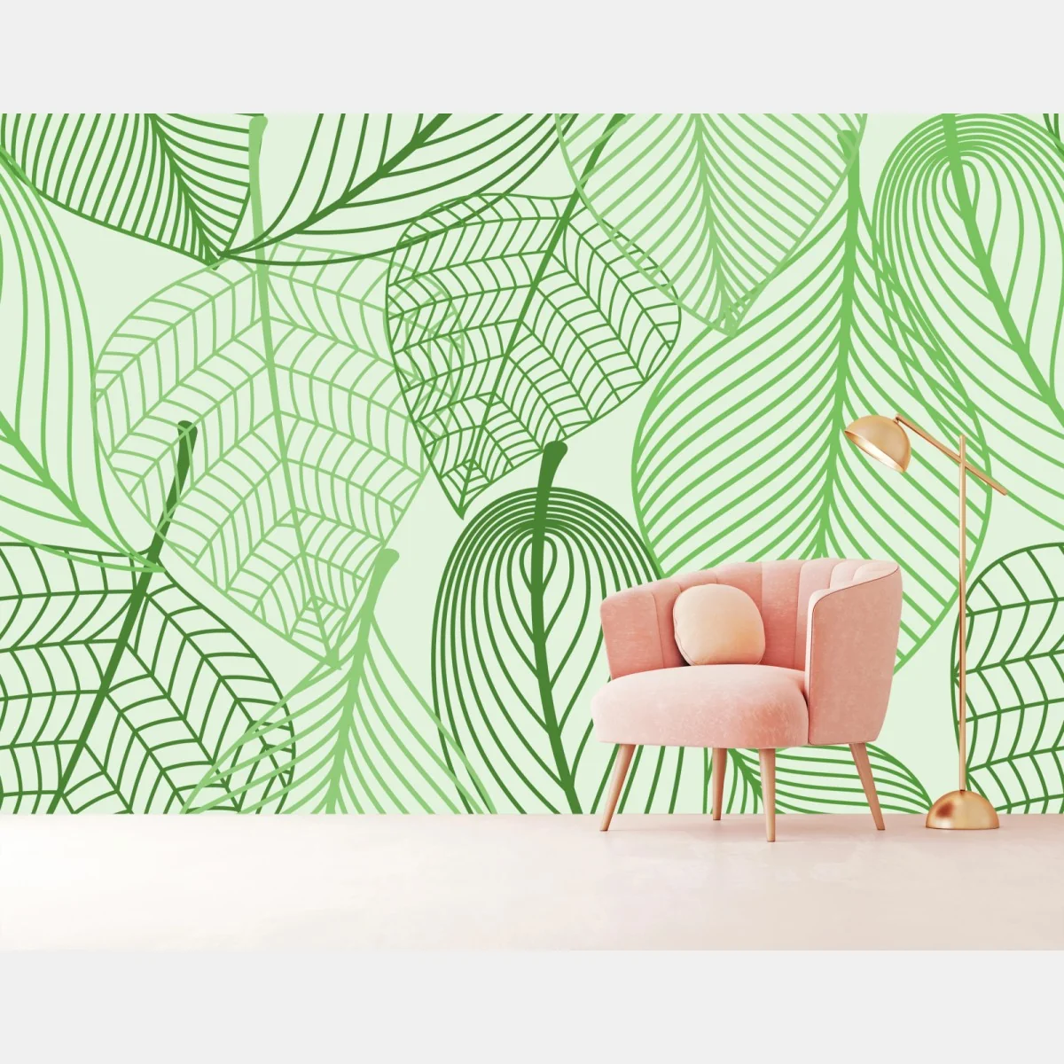 Fototapeta zielony botaniczny wzór liści – Wallissimo® Fototapeta zielony botaniczny wzór liści – Wallissimo®