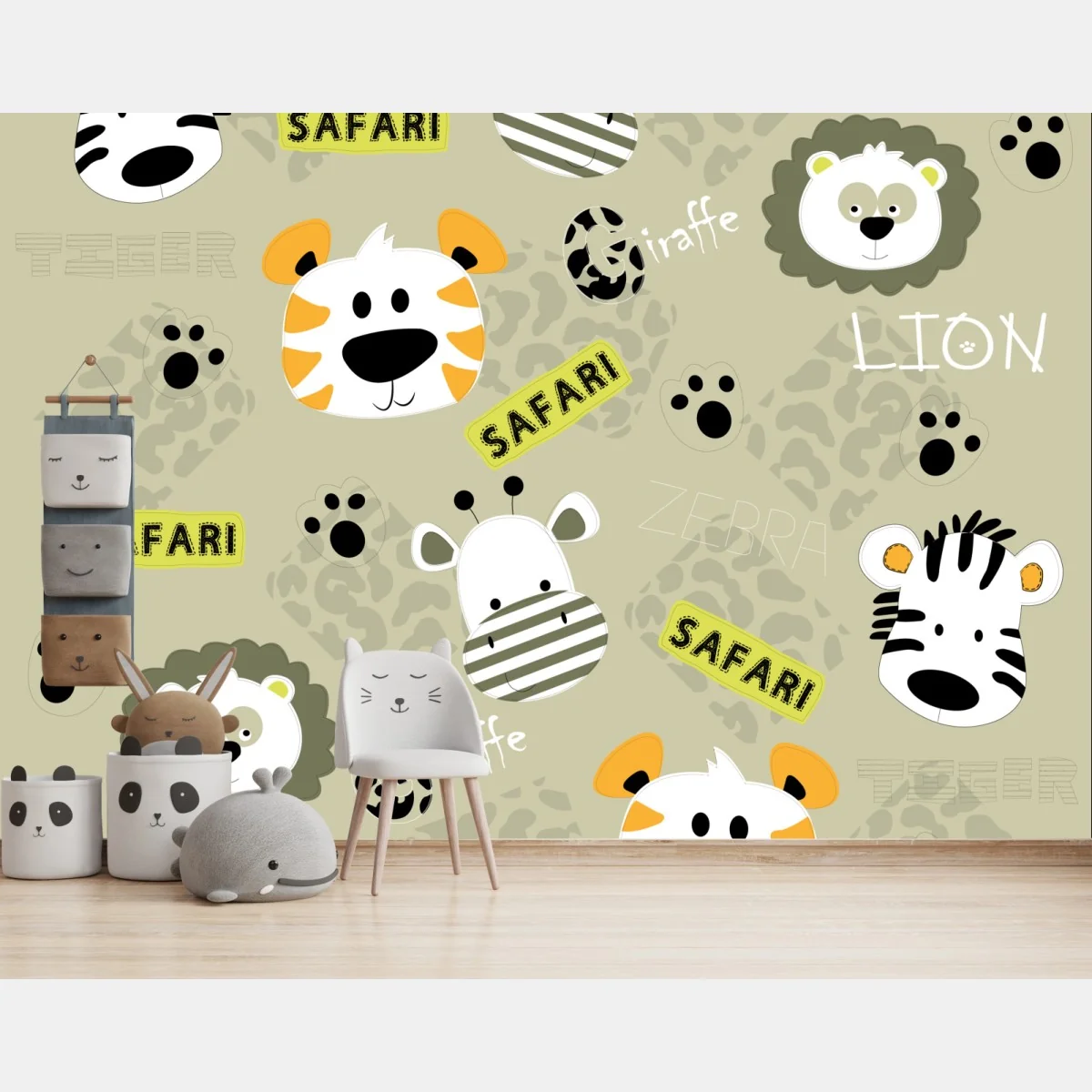 Fototapeta uroczy wzór safari dla dzieci – Wallissimo® Fototapeta uroczy wzór safari dla dzieci – Wallissimo®