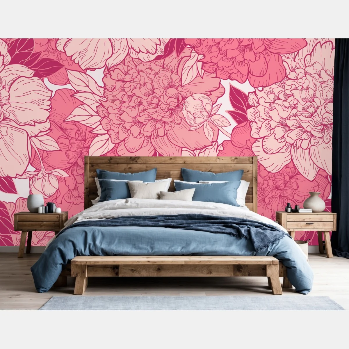 Fototapeta różowy wzór z piwoniami – Wallissimo® Fototapeta różowy wzór z piwoniami – Wallissimo®