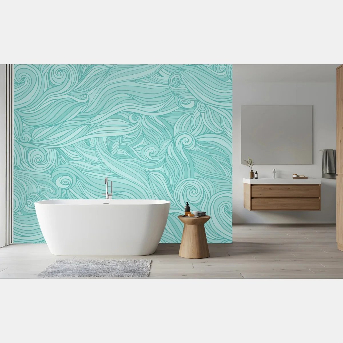 Fototapeta turkusowy wzór falowy do dekoracji ścian – Wallissimo® Fototapeta turkusowy wzór falowy do dekoracji ścian – Wallissimo®