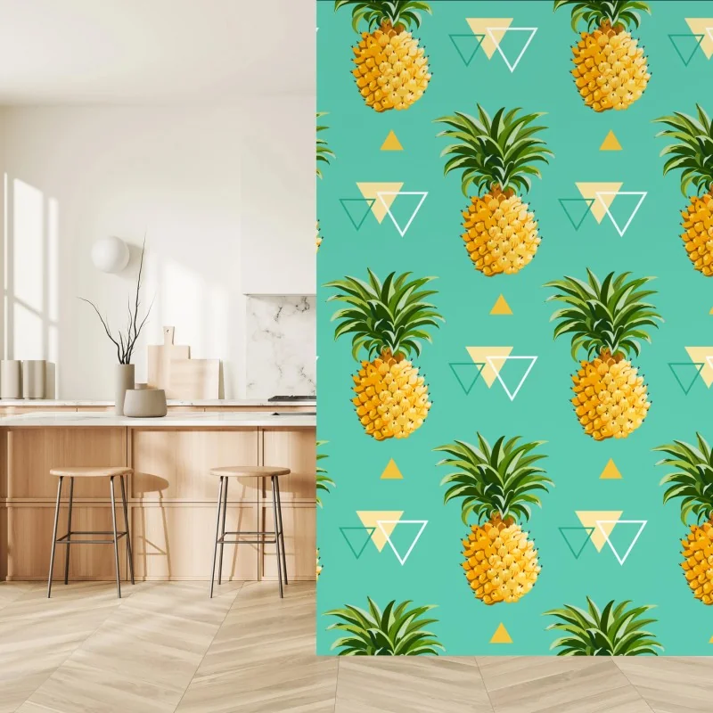 Fototapeta tropikalny wzór z ananasami na turkusowym tle – Wallissimo® Fototapeta tropikalny wzór z ananasami na turkusowym tle – Wallissimo®