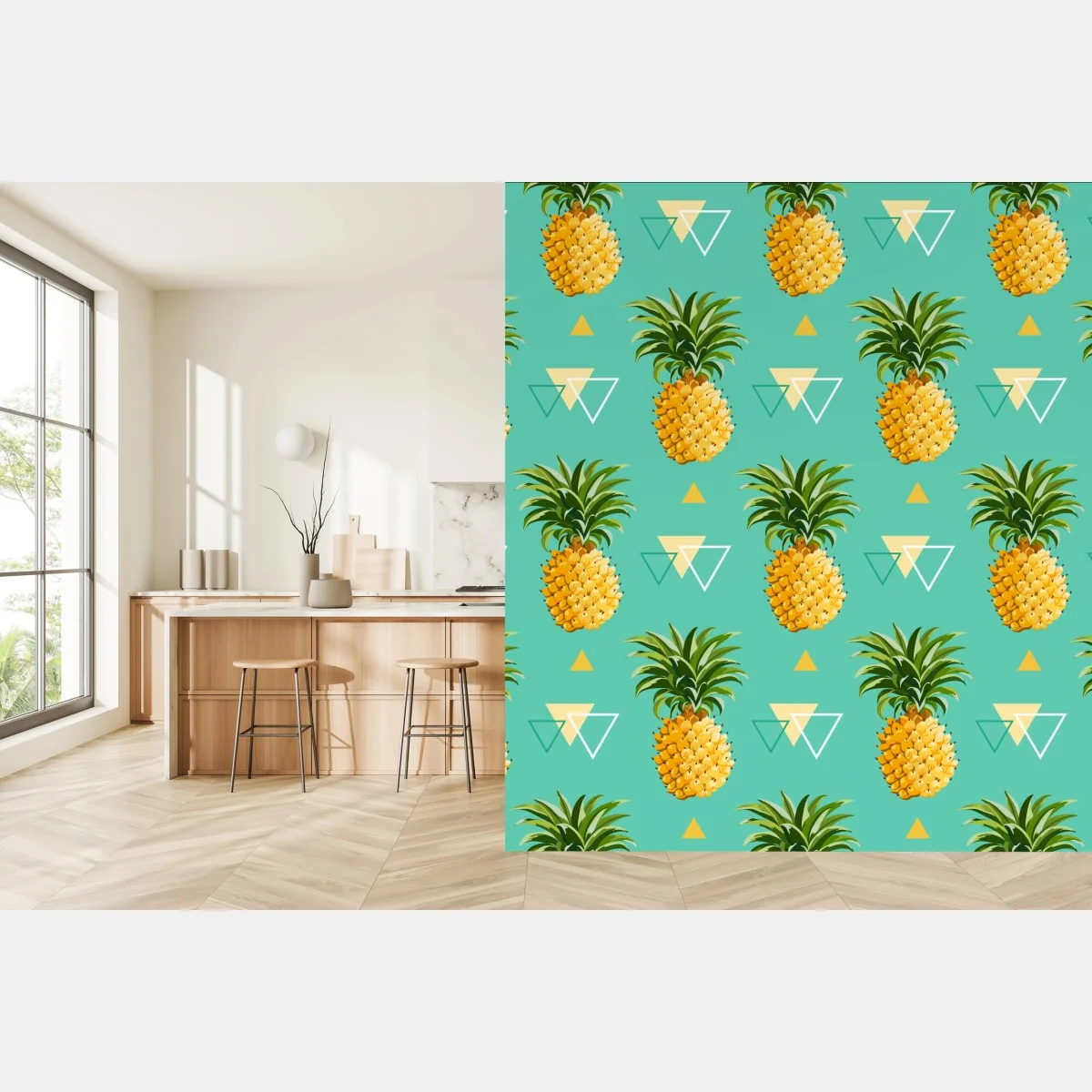 Fototapeta tropikalny wzór z ananasami na turkusowym tle – Wallissimo® Fototapeta tropikalny wzór z ananasami na turkusowym tle – Wallissimo®