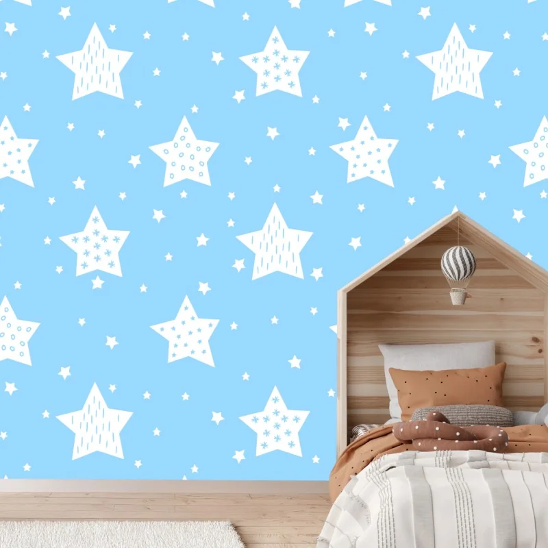 Fototapeta miękkie niebieskie gwiazdki do pokoju dziecięcego – Wallissimo® Fototapeta miękkie niebieskie gwiazdki do pokoju dziecięcego – Wallissimo®
