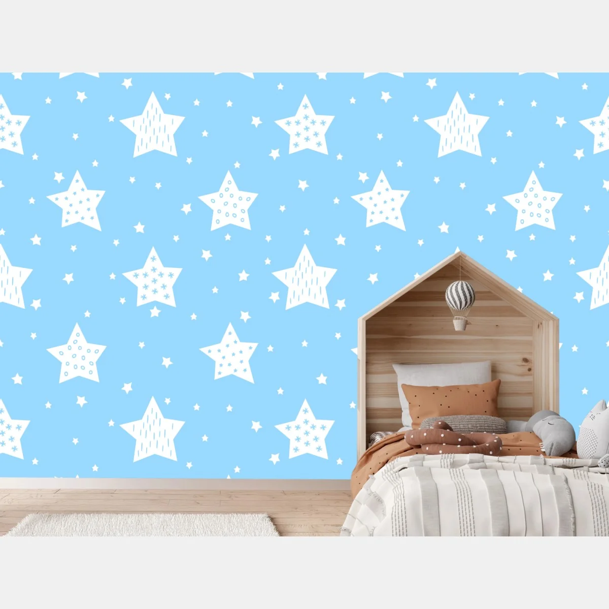 Fototapeta miękkie niebieskie gwiazdki do pokoju dziecięcego – Wallissimo® Fototapeta miękkie niebieskie gwiazdki do pokoju dziecięcego – Wallissimo®