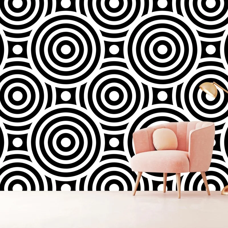 Fototapeta czarno-biały wzór koncentrycznych kół – Wallissimo® Fototapeta czarno-biały wzór koncentrycznych kół – Wallissimo®