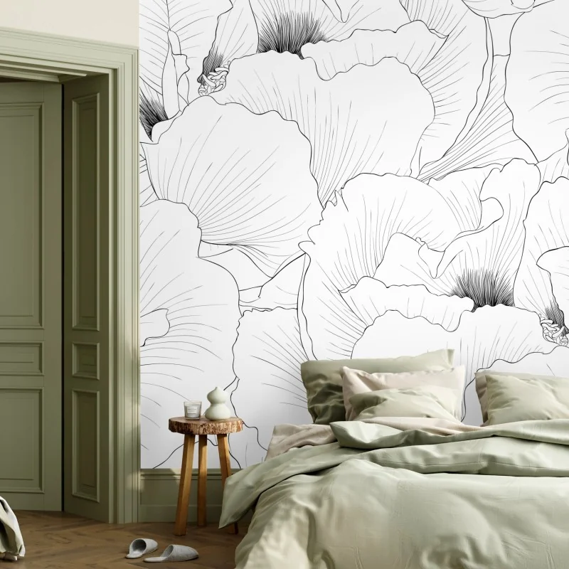 Fototapeta delikatny botaniczny rysunek kwiatowy – Wallissimo® Fototapeta delikatny botaniczny rysunek kwiatowy – Wallissimo®