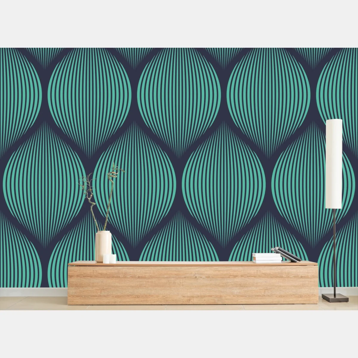 Fototapeta turkusowy geometryczny motyw łezki – Wallissimo® Fototapeta turkusowy geometryczny motyw łezki – Wallissimo®