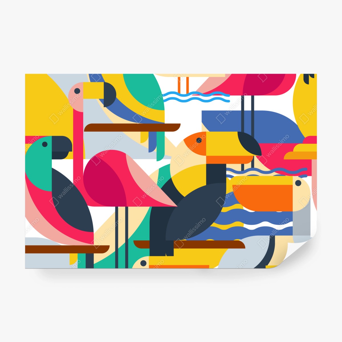 Fototapeta tropikalny geometryczny wzór ptaków – Wallissimo® Fototapeta tropikalny geometryczny wzór ptaków – Wallissimo®