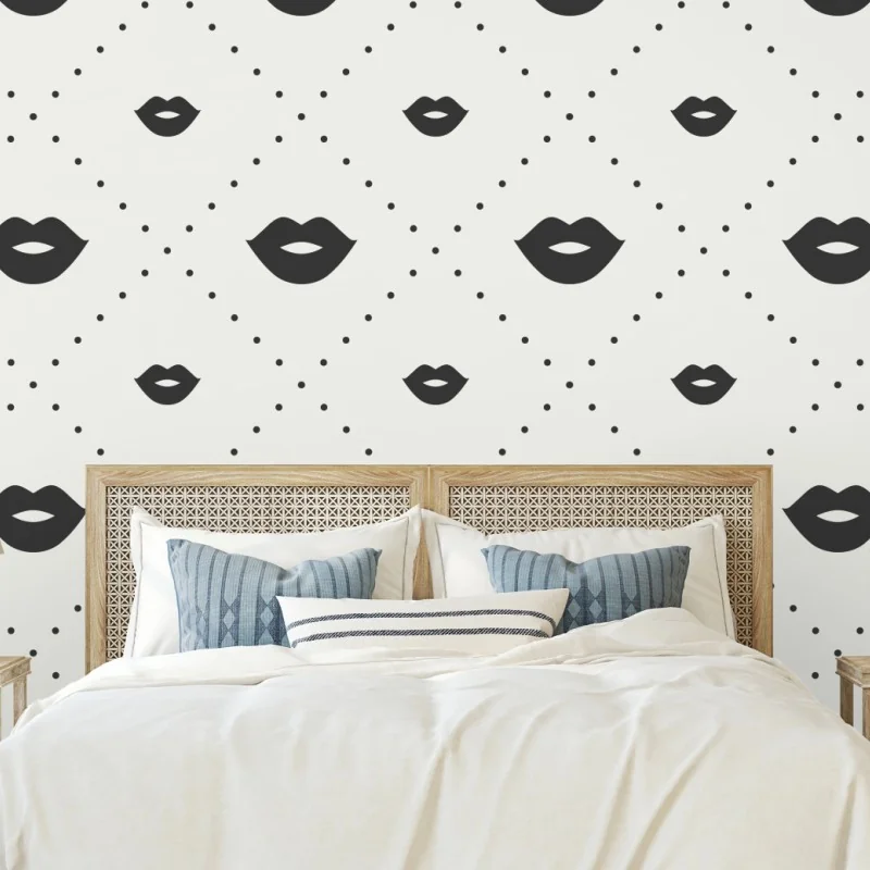 Fototapeta minimalistyczny monochromatyczny wzór ust – Wallissimo® Fototapeta minimalistyczny monochromatyczny wzór ust – Wallissimo®