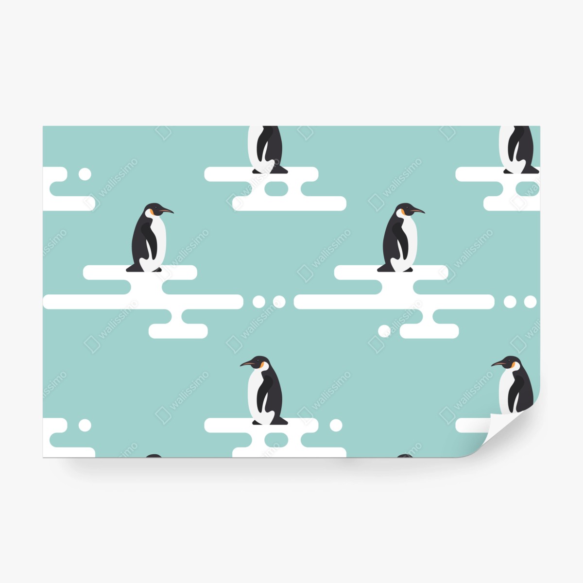 Fototapeta uroczy wzór z pingwinami w pastelowym turkusie – Wallissimo® Fototapeta uroczy wzór z pingwinami w pastelowym turkusie – Wallissimo®