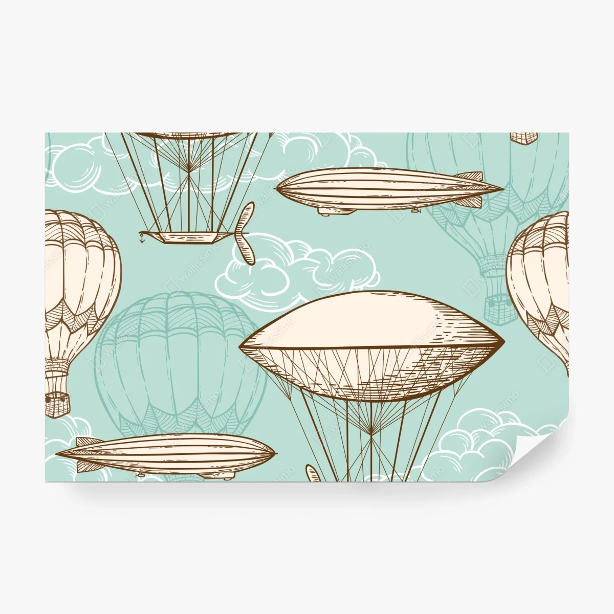 Fototapeta wzór ze starymi sterowcami i balonami – Wallissimo® Fototapeta wzór ze starymi sterowcami i balonami – Wallissimo®