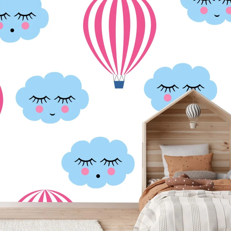 Fototapeta pastelowe chmury i balony wzór – Wallissimo® Fototapeta pastelowe chmury i balony wzór – Wallissimo®