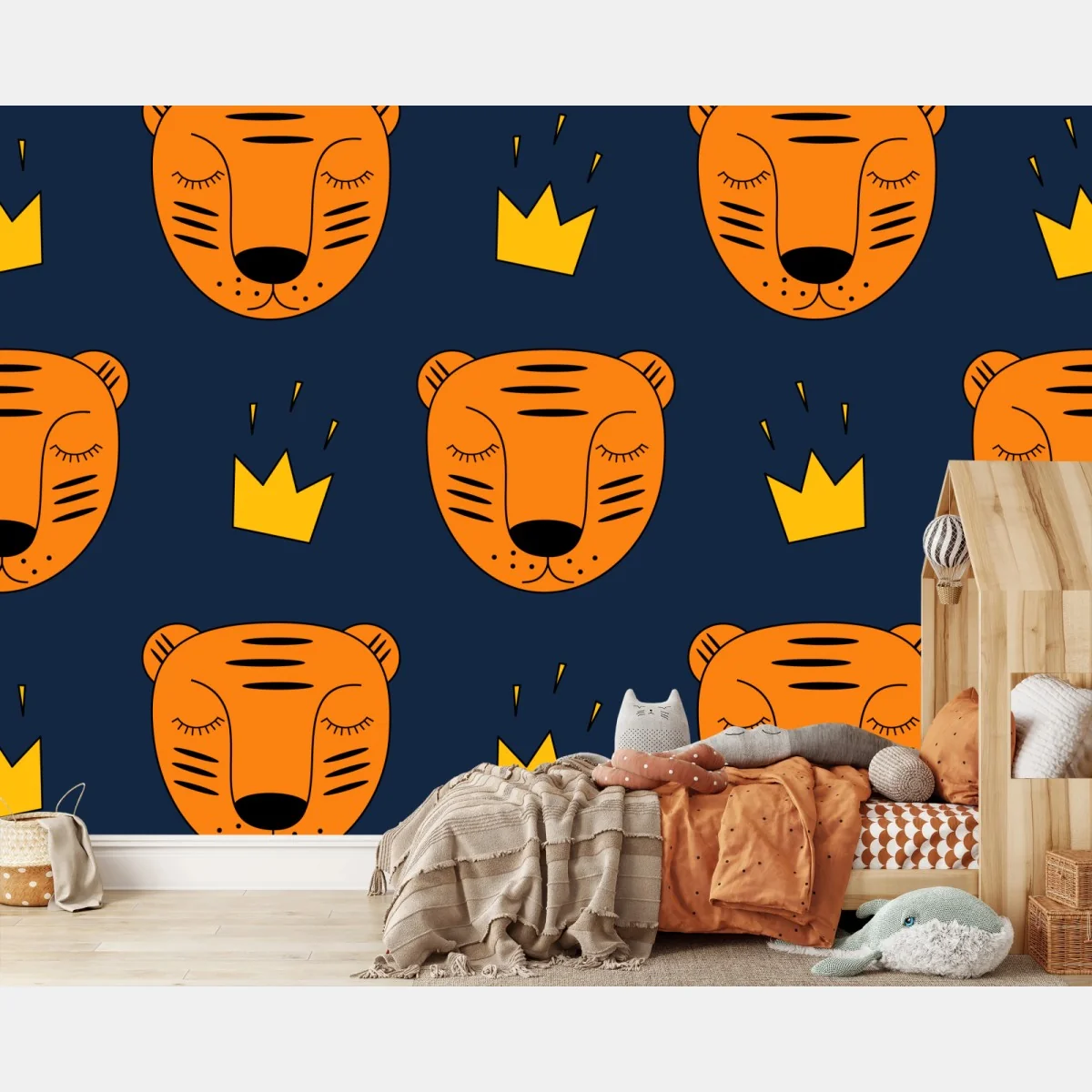 Fototapeta zabawny wzór z tygrysami do pokoju dziecięcego – Wallissimo® Fototapeta zabawny wzór z tygrysami do pokoju dziecięcego – Wallissimo®