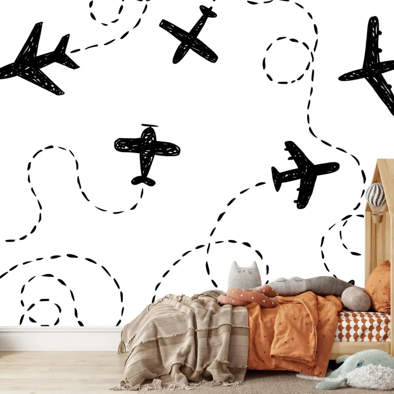 Fototapeta ręcznie rysowany wzór samolotów – Wallissimo® Fototapeta ręcznie rysowany wzór samolotów – Wallissimo®