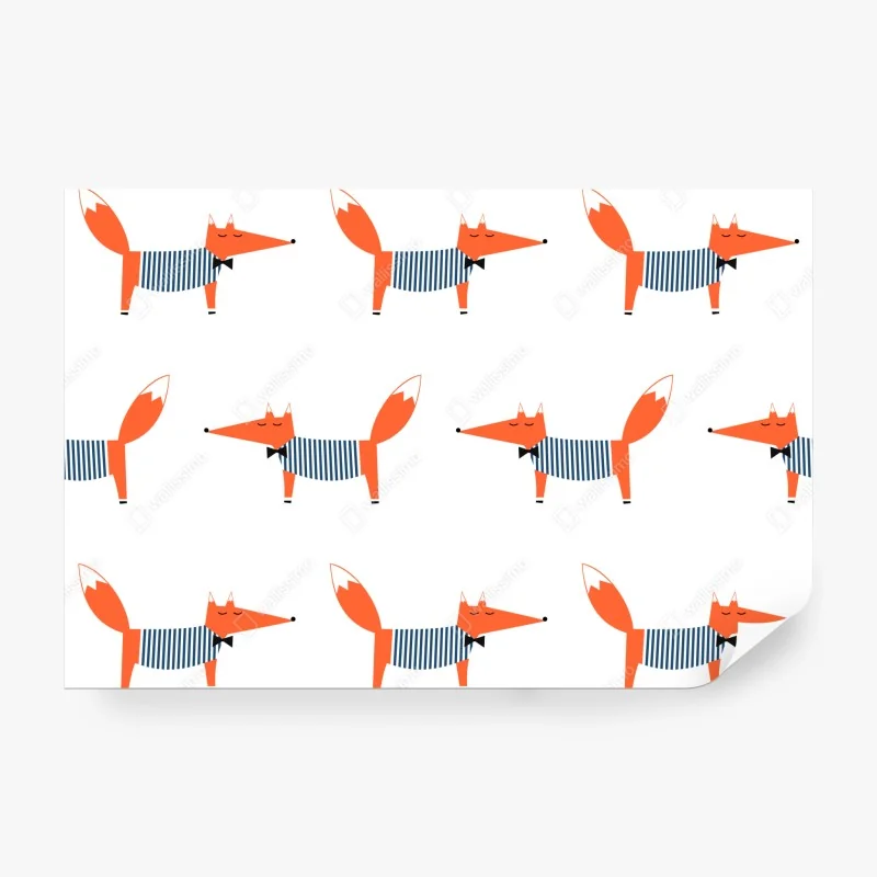 Fototapeta uroczy pasiasty wzór z lisem – Wallissimo® Fototapeta uroczy pasiasty wzór z lisem – Wallissimo®