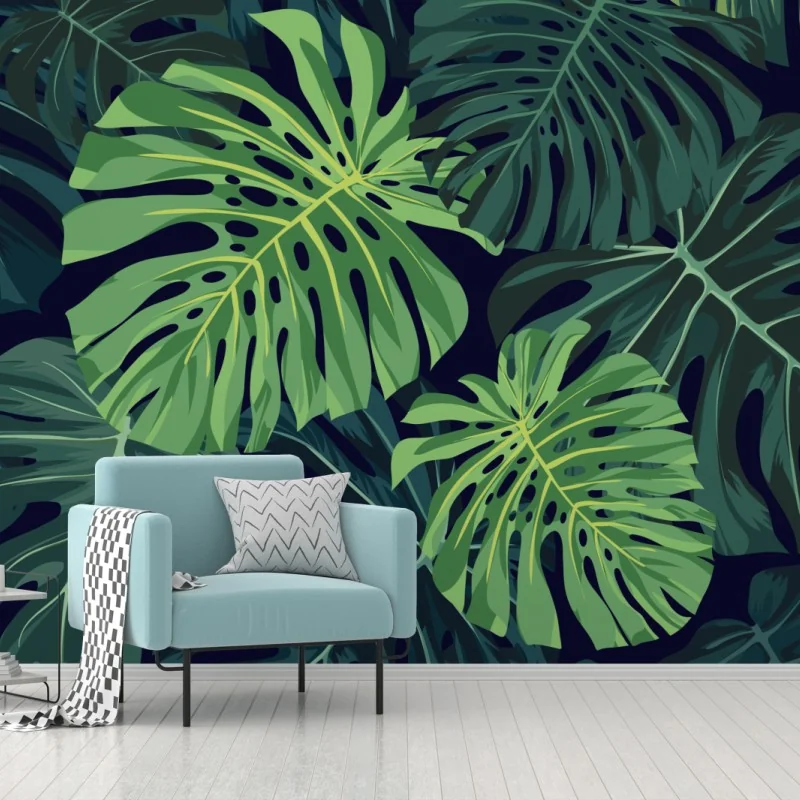 Fototapeta wzór z tropikalnymi liśćmi monstera – Wallissimo® Fototapeta wzór z tropikalnymi liśćmi monstera – Wallissimo®
