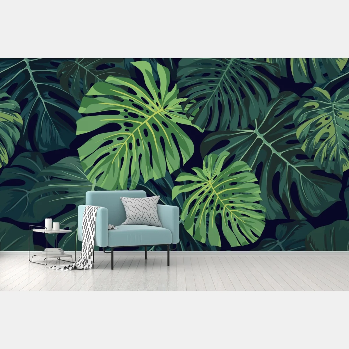 Fototapeta wzór z tropikalnymi liśćmi monstera – Wallissimo® Fototapeta wzór z tropikalnymi liśćmi monstera – Wallissimo®