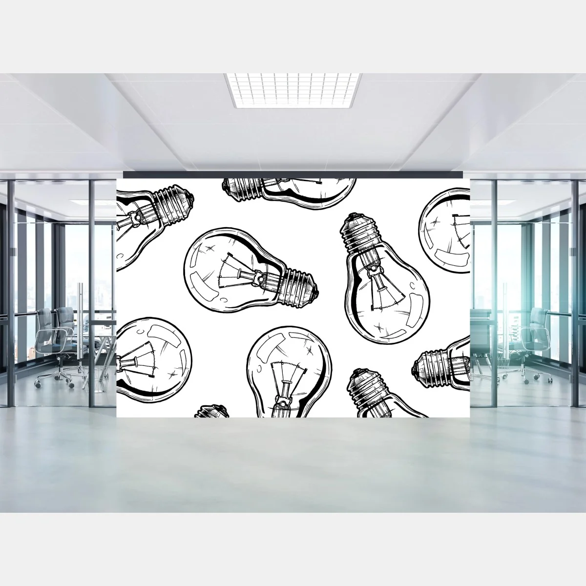 Fototapeta ręcznie rysowany wzór żarówki – Wallissimo® Fototapeta ręcznie rysowany wzór żarówki – Wallissimo®