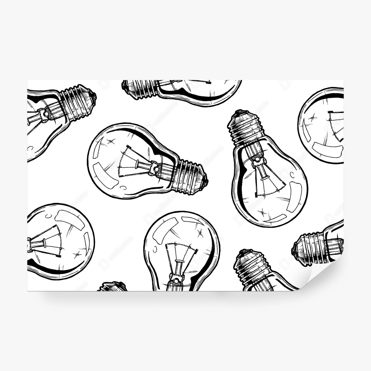 Fototapeta ręcznie rysowany wzór żarówki – Wallissimo® Fototapeta ręcznie rysowany wzór żarówki – Wallissimo®